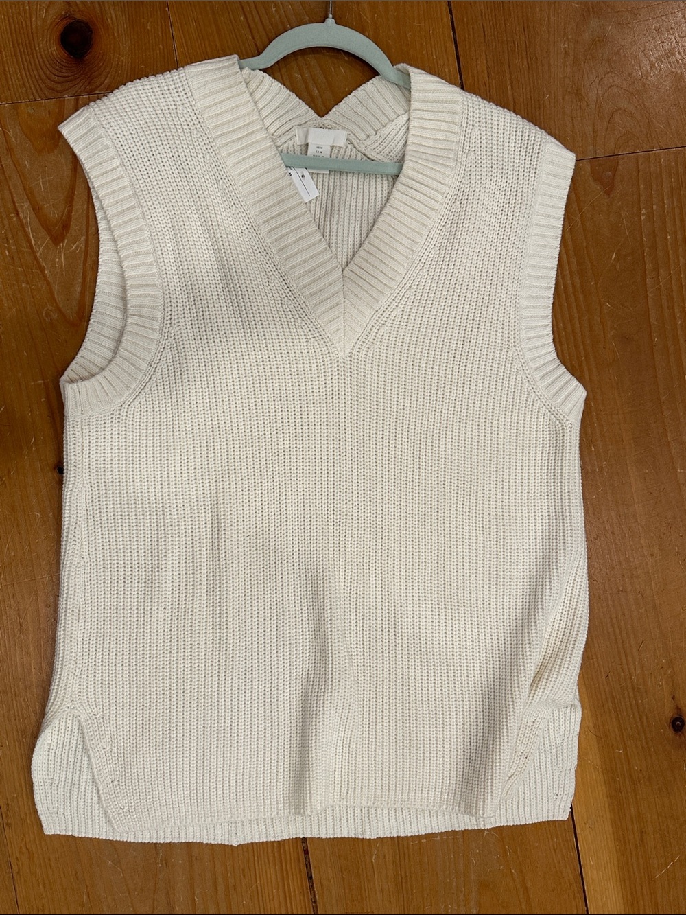 H&M Cream V-Neck Knit Sweater Vest